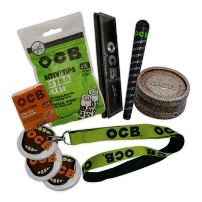 OCB 420 Set #1: Kräutermühle, Filter, Papes, Hülle, Schlüsselanhänger & Buttons