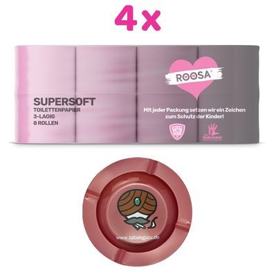 ROOSA Toilettenpapier rosa 4x 8 Rollen, Tabakguru Metallascher