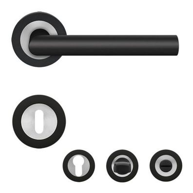 Karcher Türdrücker Rosetten-Garnitur ER28 Rhodos Bicolor Schwarz Edelstahl