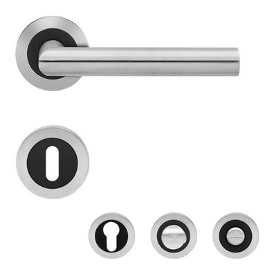 Karcher Türdrücker Rosetten-Garnitur ER28 Rhodos Bicolor Edelstahl Schwarz