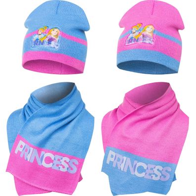 Disney Princess Set mit Mütze und Schal für Kinder Winterausstattung