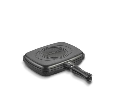 Korkmaz Duplo Doppelpfanne 34 x 25 cm, Schwarz - Langlebig & Antihaft