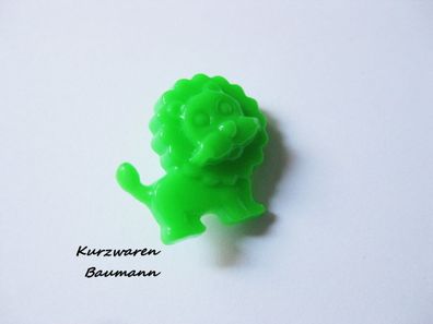 1Kunststoffkinderknopf Löwe grün 18x7mm Öse 4mm Nr1131