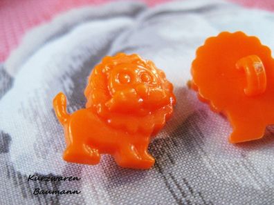 1Kunststoffkinderknopf Löwe orange 18x7mm Öse 4mm Nr1130