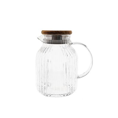 Glaskaraffe "Luana Caraffa" aus Borosilikatglas mit Holzdeckel - 1500 ml