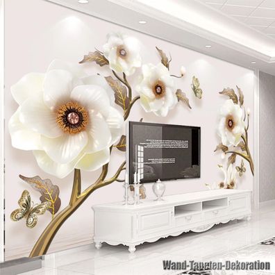 Vlies Fototapete Wandtapete Wandbilder 3D Effekt Schmuckblume Schwan 9510