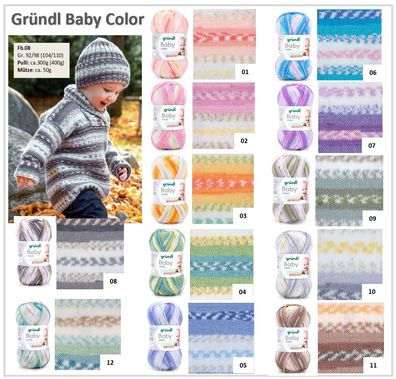 50g Gründl Baby Color Farbverlaufsgarn Kinder Baby