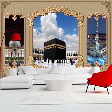 Vlies Fototapete Wandtapete Wandbilder 3D-Effekt Panorama Mekka Marmor 8824