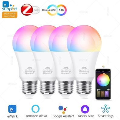 15W Zigbee Smart LED Bulb E27 - RGB, Works with Alexa & Google Home-1Pc