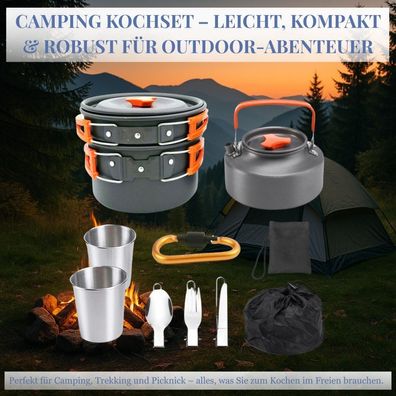 Outdoor-Teekannen-Set, kombiniertes tragbares Kochgeschirr-Set aus Aluminiumlegi