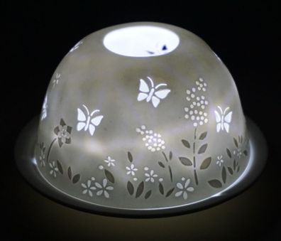 Dom Light Frühling Teelicht Windlicht Schetterling Bumen Wiese