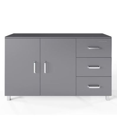 Miami Sideboard mit 2 Türen und 3 Schubladen, oft-Close, utometallic Lack, Grau