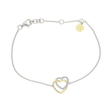 Armband Silber 925 Gold plattiert Zirkonia Herz Kleeblatt JL10-03-3865 JuwelmaLux
