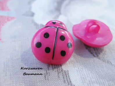 1Kunststoffkinderknopf Käfer pink 16x9mm Öse 4mm Nr1121