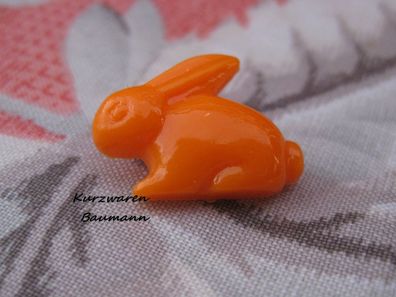 1Kunststoffkinderknopf Hase orange 19x15x7mm Öse 4mm Nr1185