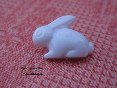 1Kunststoffkinderknopf Hase weiß 19x15x7mm Öse 4mm Nr1184