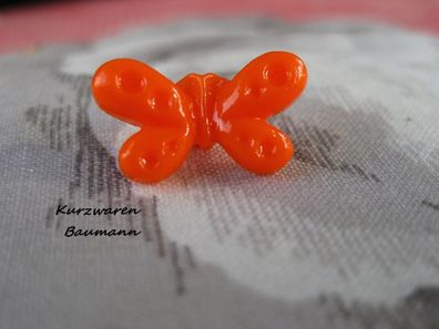 1Kunststoffkinderknopf Schmetterling orange 10x18x7mm Öse 3mm Nr 1152