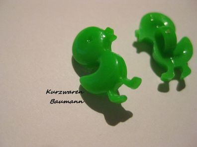 1Kunststoffkinderknopf Ente grün17x11x7mm Öse4mm Nr1139