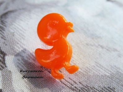 1Kunststoffkinderknopf Ente orange17x11x7mm Öse4mm Nr1137