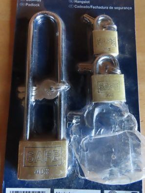 Sicherheitsschloß-Set 3St Safe 40mm+30mm+25mm je mit 3 Schlüssel