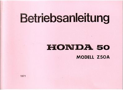 Betriebsanleitung Honda 50 Modell Z 50 A ( Monkey)