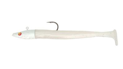 Major Craft Ceana Eely Shad Sandaal mit Jigkopf 13 cm Pearl White - Red Eye
