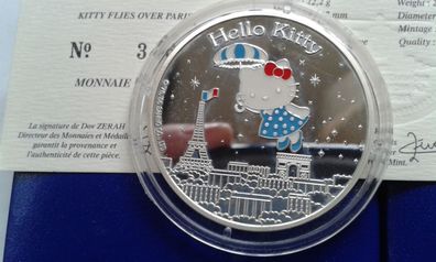 1,5 euro 2005 Frankreich Hello Kitty fliegt über Paris 22,2g 900er Silber PP