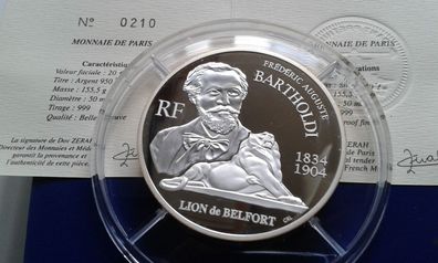 Original 20 euro 2004 PP Frankreich Bartholdi 5 Unzen Silber 950er - nur 999 Exempl