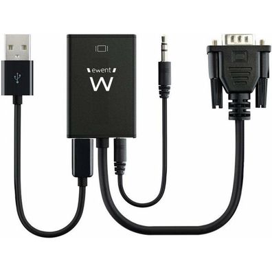 Ewent Ew9866 Cable Adapter / Reducer Vga-15pin Hdmi, 3.5mm Black