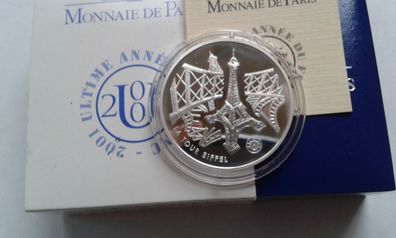 Original 10 Francs 2001 Frankreich La Tour Eiffel Paris Monuments de france Silber PP