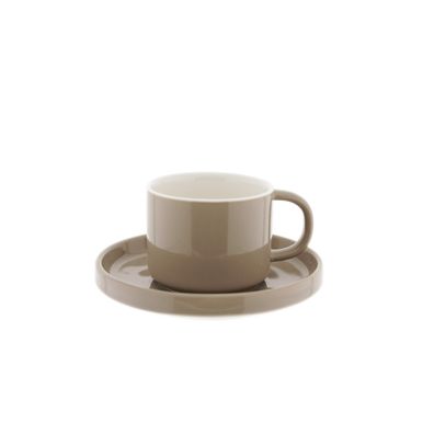 12-teiliges Mokkatassen Set aus hochwertigem Porzellan, 90 ml - Taupe