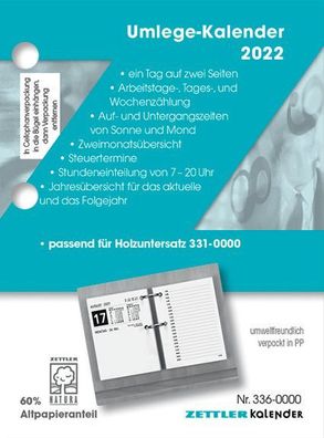 Zettler 602297 Umlegeblock 336 - 1 Tag / 2 Seiten, 8 x 11 cm