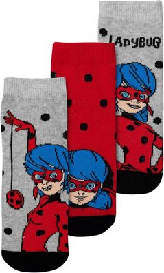 Miraculous Ladybug Socken für Mädchen - Kinder Sneaker Kindersocken Söckchen Rot