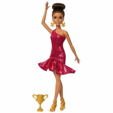 Barbie Turniertänzerin-Modepuppe mit braunem Haar und Tanzpokal-Zubehör