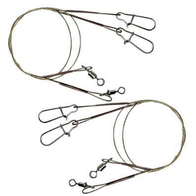 2 Stk Stahlvorfach Raubfisch 1x19 mit Wirbel 15 kg