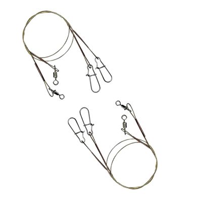 2 Stk Stahlvorfach Raubfisch 1x19 mit Wirbel 10 kg