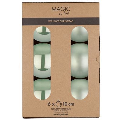 Weihnachtskugeln 6 Stk 10cm Mild Sage Inge-Glas