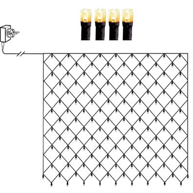 LED Lichternetz 160er golden warmweiß 2x2m Kabel schwarz außen 594-23-1