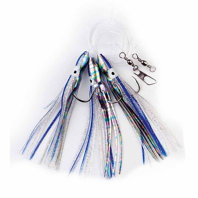 Paternoster System mit Octopus Imitaten blau-glitter