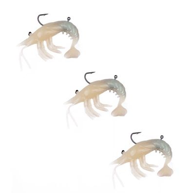 3 Gummi Krebse Shrimps Garnelen Imitate montiert selbstleuchtend