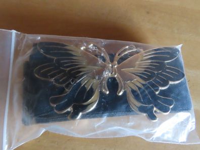 Gürtel Flexiebel schwarz mit Schmetterling schwarz golden braun 5cm B
