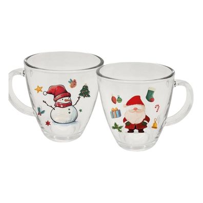 6 Latte Macchiato Gläser 350ml mit Henkel Kaffeegläser Weihnachtsgläser