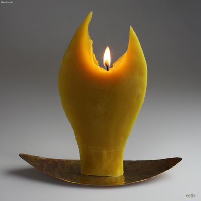 Engelkerze naturgelb mit Kupfer-Halter