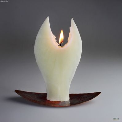 Engelkerze weiß mit Kupfer-Halter