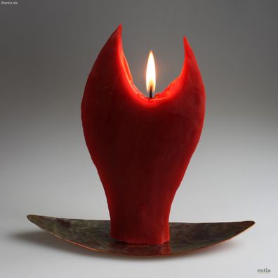 Engelkerze rot mit Kupfer-Halter