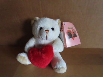 Figur Bär sitzt Plüschbär mit Herz Teddybär hell Eddy Toys ca.11,7cm H mit Etikett