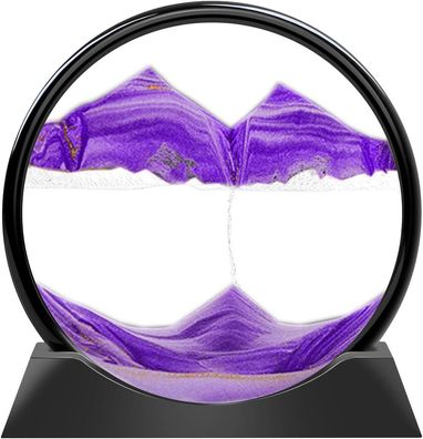 E-feilai 3D Fließende Sandkunst – Dynamisches Tiefsee Sandbild Rund – Purple – 12 Zol