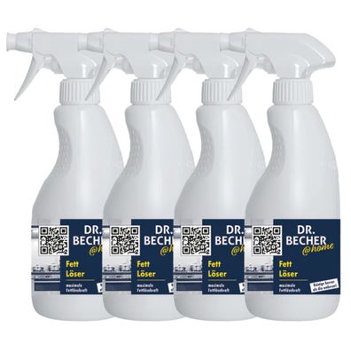 Dr. Becher @home Fett Löser 4x 500 ml Küchenreiniger Entfetter Herd Backofen