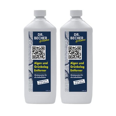 Dr. Becher @home Algen & Grünbelag Entferner 2x 1 l Außenreiniger Terrasse Stein