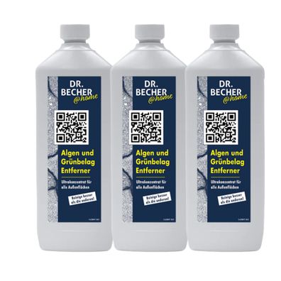 Dr. Becher @home Algen & Grünbelag Entferner 3x 1 l Außenreiniger Terrasse Stein